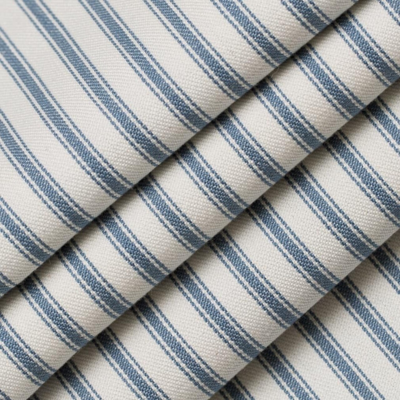 Blue Stain Resistant Performance Pet Friendly Small Scale Stripe Woven Pattern Upholstery Fabric by The Yard - SKU: Denali Lake
